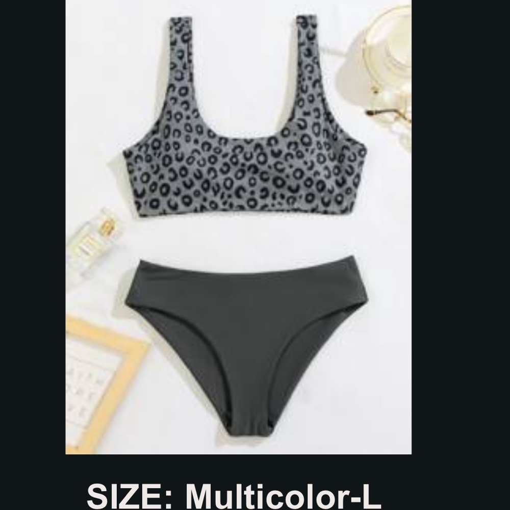 Size large grey & black bikini set